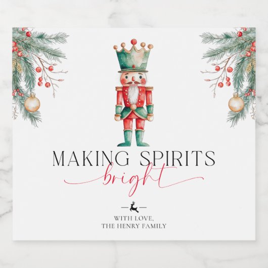 Notenkraker maken van geesten Bright Christmas Gif Likeurfles Etiket (Enkel label)