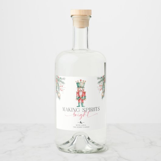 Notenkraker maken van geesten Bright Christmas Gif Likeurfles Etiket (Voorkant)
