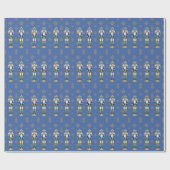 Notenkraker Mannen Blauw en Goud Traditioneel Cadeaupapier (Vlak)
