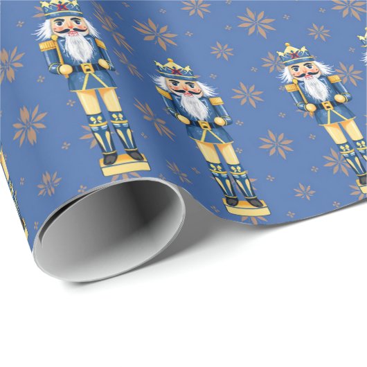Notenkraker Mannen Blauw en Goud Traditioneel Cadeaupapier (Rol Hoek)