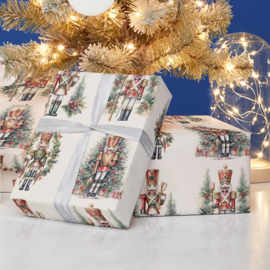Notenkraker met kerstboom  patroon cadeaupapier (Feestdagen)