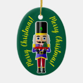 Notenkraker met kleine rode vrachtwagen keramisch ornament (Voorkant)