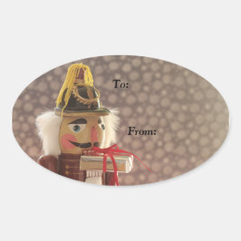Notenkraker met zilveren cadeau cadeau label stick