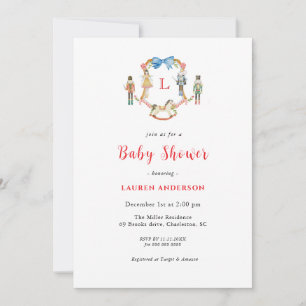 Notenkraker Monogram kam Kerst Baby shower Kaart