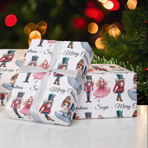 Notenkraker Muis Ballerina Voeg Naam Toe Kerst Rol Cadeaupapier