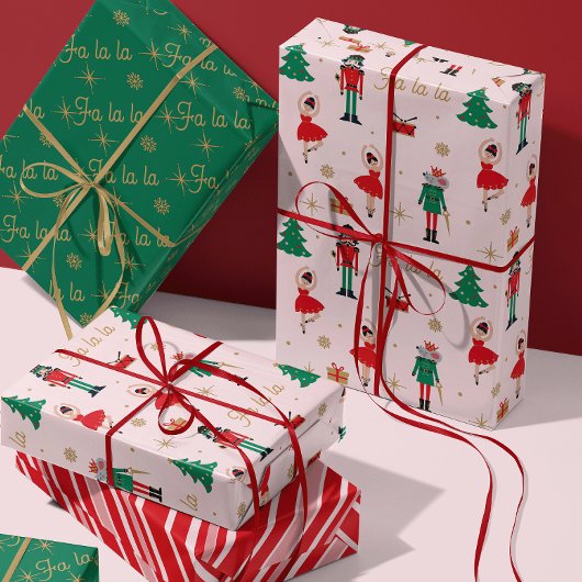 Notenkraker Muis King Ballet Roze Kerst Inpakpapier Vel