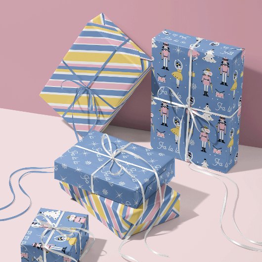 Notenkraker Muis Koning Pastel Ballet Kerstmis Inpakpapier Vel