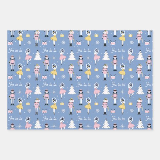 Notenkraker Muis Koning Pastel Ballet Kerstmis Inpakpapier Vel (Voorkant)