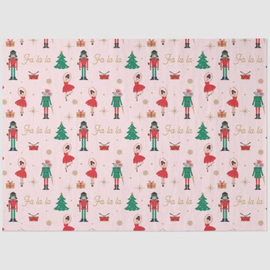 Notenkraker Muis Koning Roze Ballet Kerstmis Tissuepapier (Voorkant)