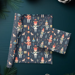 Notenkraker Navy Blau Feestelijke Kerst Cadeaupapier