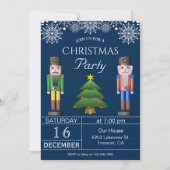 Notenkraker | Navy Blue Kerstfeest uitnodiging (Voorkant)
