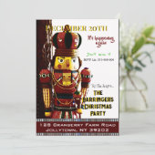 Notenkraker Nelson Merry Christmas Party Kaart (Staand voorkant)