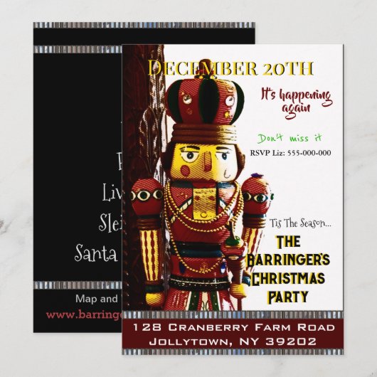 Notenkraker Nelson Merry Christmas Party Kaart (Voorkant / Achterkant)