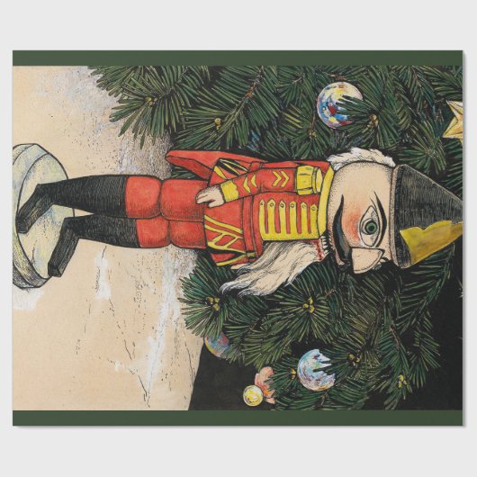  notenkraker onder kerstboom cadeaupapier (Vlak)