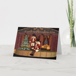Notenkraker op het podium met Holiday Tree Feestdagen Kaart