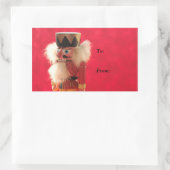 Notenkraker op rood cadeau label stickers (Tas)