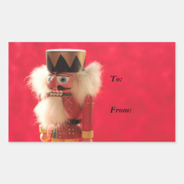 Notenkraker op rood cadeau label stickers