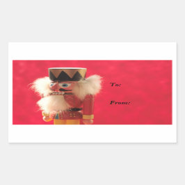 Notenkraker op rood cadeau label stickers