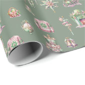 Notenkraker Ornamet Sneeuwbal Groene Fairy Kerstmi Cadeaupapier (Rol Hoek)