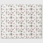 Notenkraker Ornamet Sneeuwbal Roze Fairy Kerstmis Cadeaupapier (Vlak)