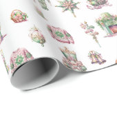 Notenkraker Ornamet Sneeuwbal Roze Fairy Kerstmis Cadeaupapier (Rol Hoek)