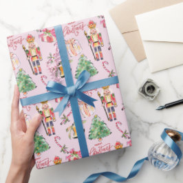 Notenkraker pastel roze  schets Kerst Cadeaupapier