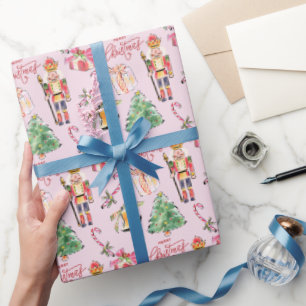 Notenkraker pastel roze  schets Kerst Cadeaupapier