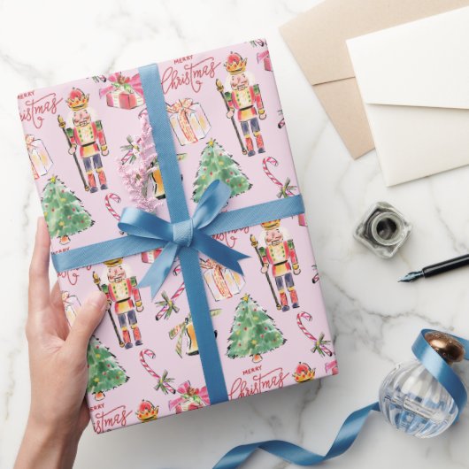 Notenkraker pastel roze  schets Kerst Cadeaupapier (Geschenken)