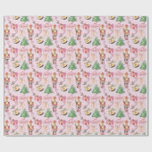 Notenkraker pastel roze  schets Kerst Cadeaupapier (Vlak)