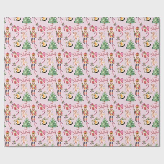 Notenkraker pastel roze  schets Kerst Cadeaupapier (Vlak)