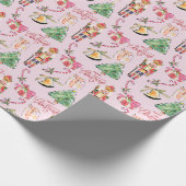 Notenkraker pastel roze  schets Kerst Cadeaupapier (Hoek)