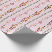 Notenkraker pastel roze  schets Kerst Cadeaupapier (Hoek)