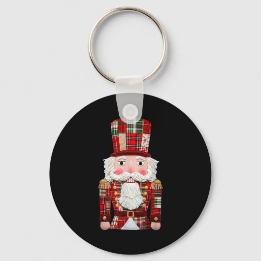 Notenkraker Patchwork Prettig Kerstmis Pyjama Here Sleutelhanger (Voorkant)