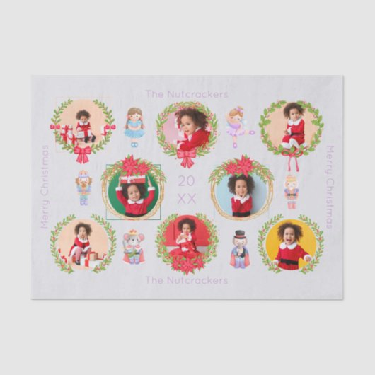 Notenkraker Patroon Kerstfoto Tissuepapier (Voorkant)