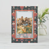 Notenkraker patroon Kerstmis vakantie fotokaart Kaart (Staand voorkant)