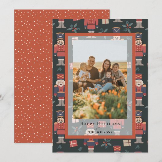 Notenkraker patroon Kerstmis vakantie fotokaart Kaart (Voorkant / Achterkant)