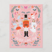 Notenkraker Peach Peace Love Joy Christmas Briefka Briefkaart (Voorkant)