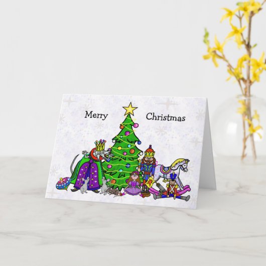 Notenkraker Personages Grappige Kerstkaart Kaart (Gele Bloem)