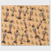 Notenkraker Perzik Gouden Sneeuwvlokken Cadeaupapier (Vlak)