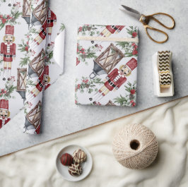 Notenkraker Pine Holly Lantern Kerstmis Cadeaupapier