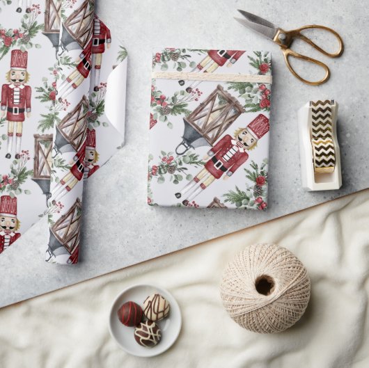 Notenkraker Pine Holly Lantern Kerstmis Cadeaupapier (Crafts)