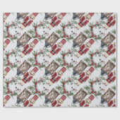 Notenkraker Pine Holly Lantern Kerstmis Cadeaupapier (Vlak)