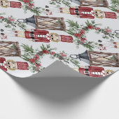 Notenkraker Pine Holly Lantern Kerstmis Cadeaupapier (Hoek)