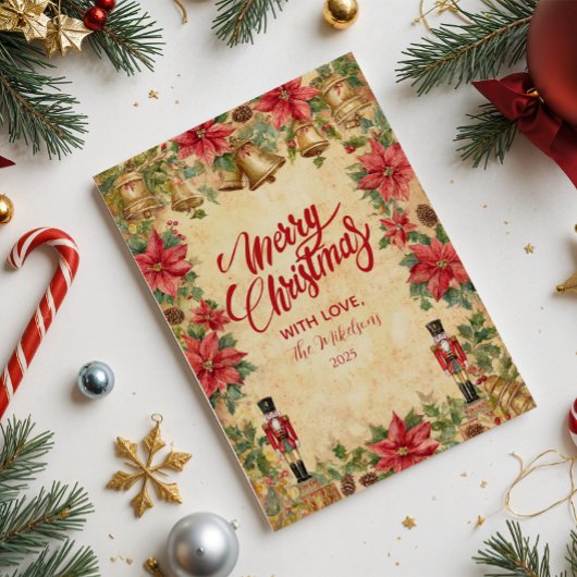 Notenkraker Poinsettia Kerstmis Feestdagenkaart