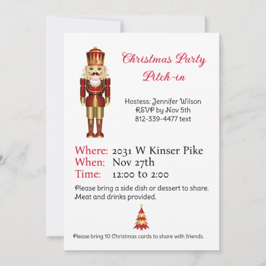 Notenkraker Potluck Kerstmis Partij aangepaste tek (Achterkant)