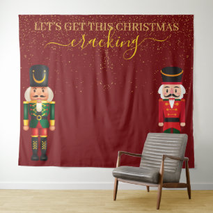 Notenkraker Red Christmas Photo Booth Achtergrond Wandkleed