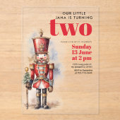 Notenkraker Red Magical Birthday | feestelijk Acryl Uitnodigingen (Voorkant)