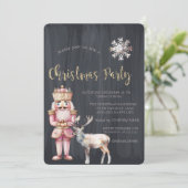 Notenkraker rendier, sneeuwvlok Kerstmis Kaart (Staand voorkant)