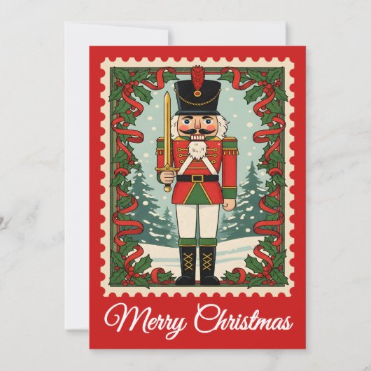Notenkraker | Retro Postzegel Kerstkaart (Voorkant)