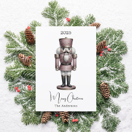Notenkraker retro wit modern Kerstmis Feestdagenkaart